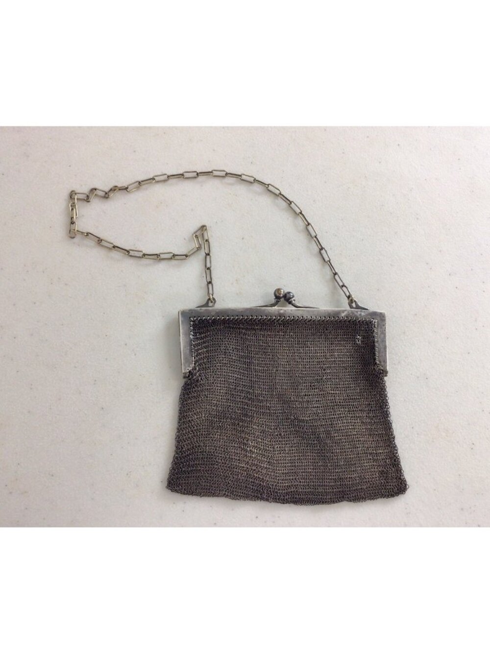 Silver Mesh Chainmail Purse Handbag Antique 1900’s